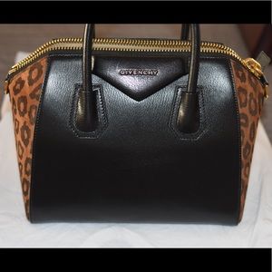 Givenchy Suede Calfskin Small Leopard Antigona
